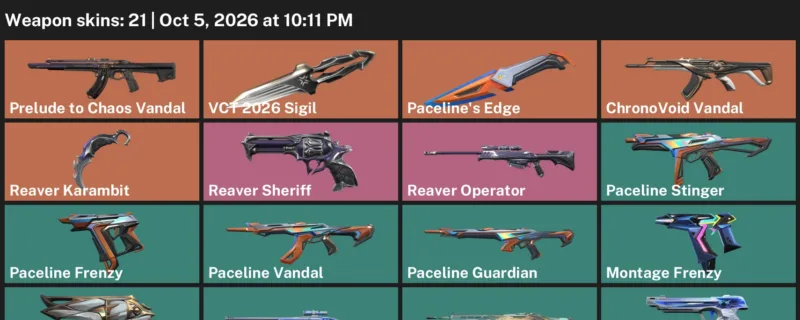 Valorant account inventory for LVL 68 · Reaver Karambit & ChronoVoid Vandal