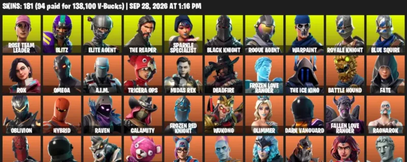 Fortnite account inventory for Rose Team Leader - Blitz - 120 Outfits