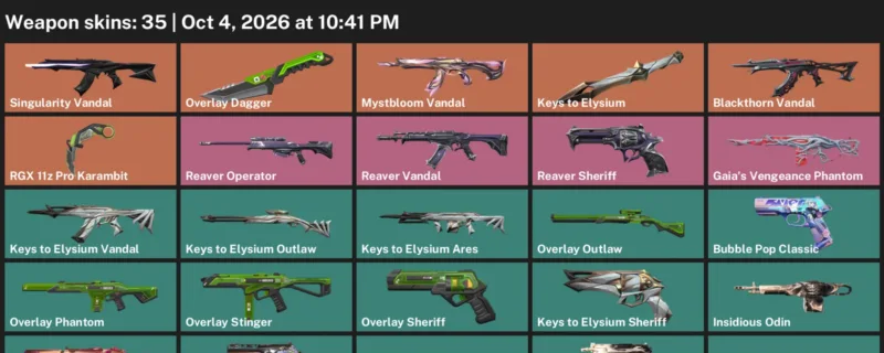 Valorant account inventory for LVL 68 · Overlay Dagger & RGX 11z Pro Karambit & 35 Skins Overlay Dagger