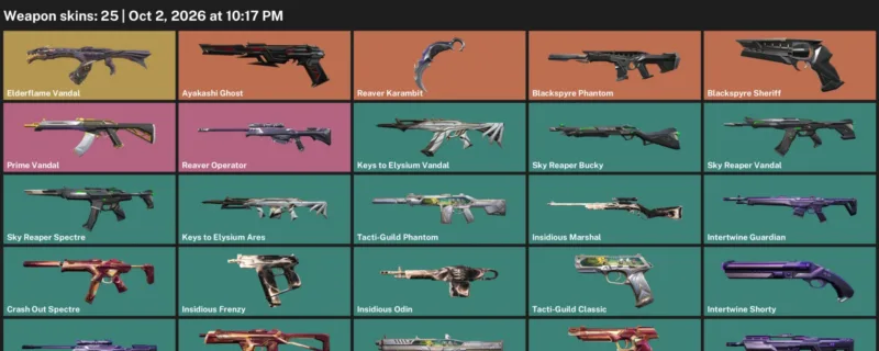 Valorant account inventory for LVL 25 · Reaver Karambit & Elderflame Vandal
