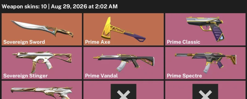 Valorant account inventory for LVL 1 · Prime Vandal & Prime Axe