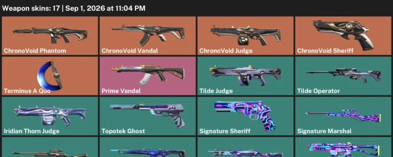Valorant account inventory for LVL 43 · Prime Vandal & ChronoVoid Vandal