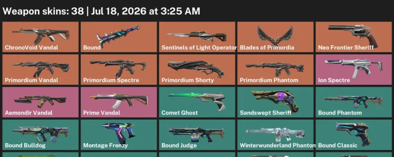 Valorant Accounts listing: LVL 276 · Aemondir Vandal & Blades of Primordia · 38 Skins - Silver 2, 38 skins