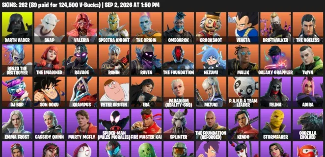 Fortnite account inventory for LVL 3221 - Darth Vader - Snap - 262 Outfits