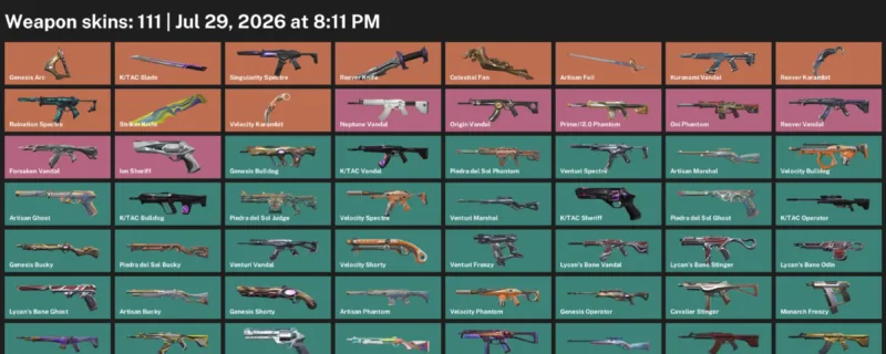 Valorant Accounts listing: LVL 191 · Celestial Fan & K/TAC Blade · 111 Skins - Silver 3, 111 skins