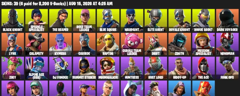 Fortnite account inventory for LVL 765 - Black Knight - Sparkle Specialist - 39 Outfits