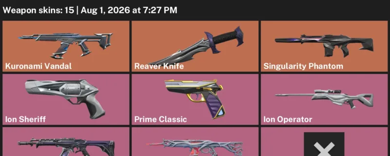 Valorant account inventory for LVL 93 · Reaver Knife & Kuronami Vandal