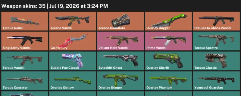 Valorant Accounts listing: LVL 88 · Overlay Dagger · 35 Skins - Gold 1, 35 skins