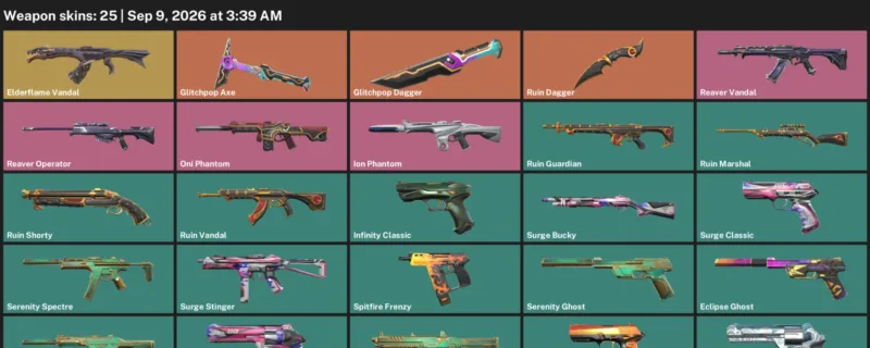 Valorant account inventory for LVL 96 · 25 Skins Glitchpop Dagger & Glitchpop Dagger & Ruin Dagger
