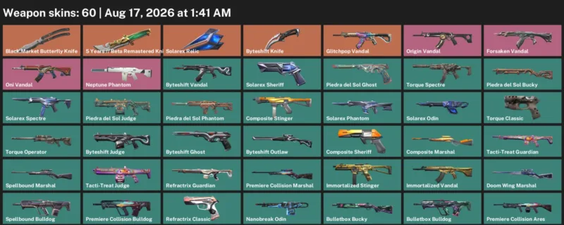 Valorant account inventory for LVL 100 · Byteshift Knife & Beta Remastered Knife