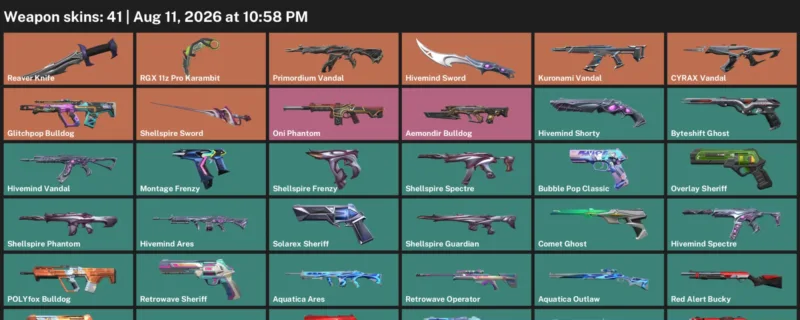 Valorant account inventory for LVL 196 · RGX 11z Pro Karambit & Reaver Knife