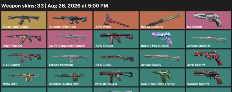 Valorant account inventory for LVL 118 · Sys Vandal & Artisan Phantom
