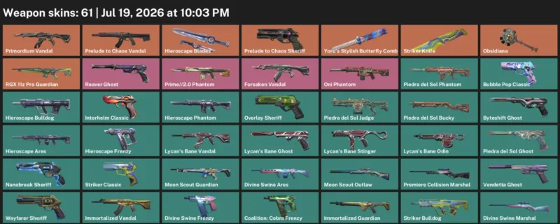 Valorant Accounts listing: LVL 250 · Striker Knife & Yoru's Stylish Butterfly Comb · 61 Skins - Diamond 3, 61 skins