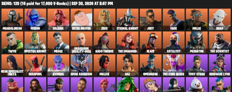 Fortnite account inventory for Mandalorian - Fusion - 120 Outfits