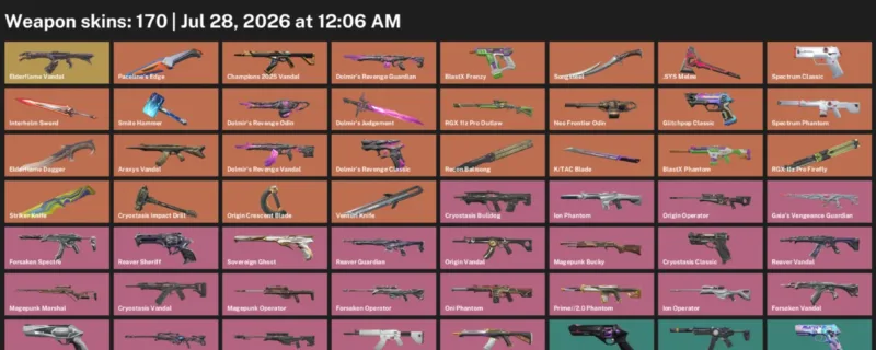 Valorant Accounts listing: LVL 331 · .SYS Melee & Elderflame Dagger · 170 Skins - Platinum 2, 170 skins