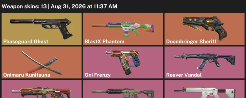 Valorant account inventory for LVL 107 · Oni Vandal & Neptune Vandal