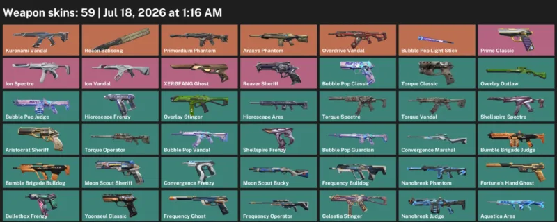Valorant Accounts listing: LVL 54 · Aquatica Ares & Aquatica Shorty · 59 Skins - Bronze 1, 59 skins