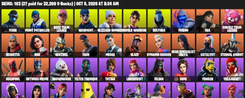 Fortnite account inventory for Fixer - Point Patroller - 103 Outfits