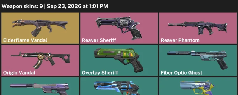Valorant account inventory for LVL 124 · Reaver Phantom & Reaver Sheriff