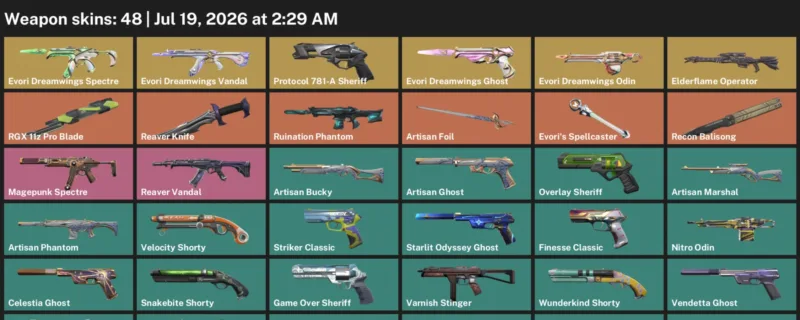 Valorant Accounts listing: LVL 302 · Reaver Knife & RGX 11z Pro Blade · 48 Skins - Silver 3, 48 skins