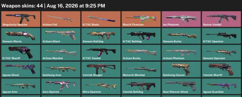 Valorant account inventory for LVL 149 · Tac Blade & Artisan Phantom