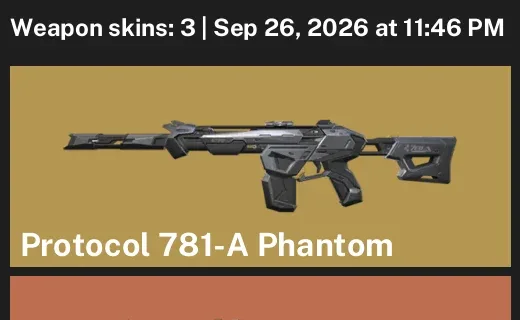Valorant account inventory for LVL 45 · Sentinels of Light Vandal & 3 Skins Protocol 781-A Phantom