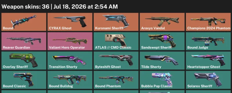 Valorant Accounts listing: LVL 378 · Araxys Vandal & ATLAS // CMD Classic · 36 Skins - Gold 3, 36 skins
