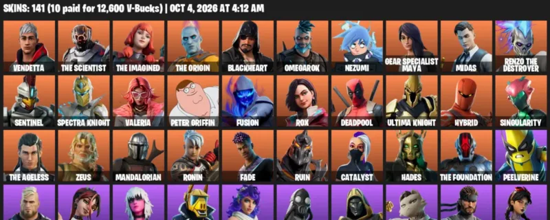 Fortnite account inventory for Vendetta - The Scientist - 120 Outfits