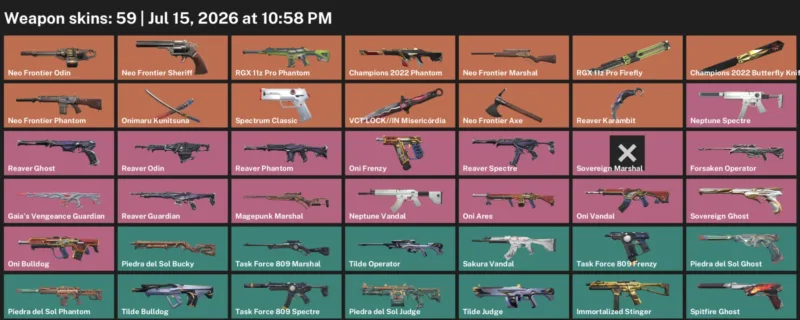 Valorant Accounts listing: LVL 47 · Champions 2022 Butterfly Knife & Reaver Karambit · 59 Skins - Silver 3, 59 skins