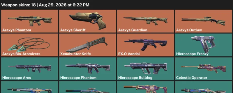 Valorant account inventory for LVL 35 · Xenohunter Knife & Araxys Phantom