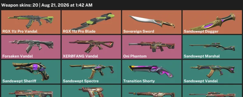 Valorant account inventory for LVL 79 · RGX 11z Pro Blade & Sandswept Dagger