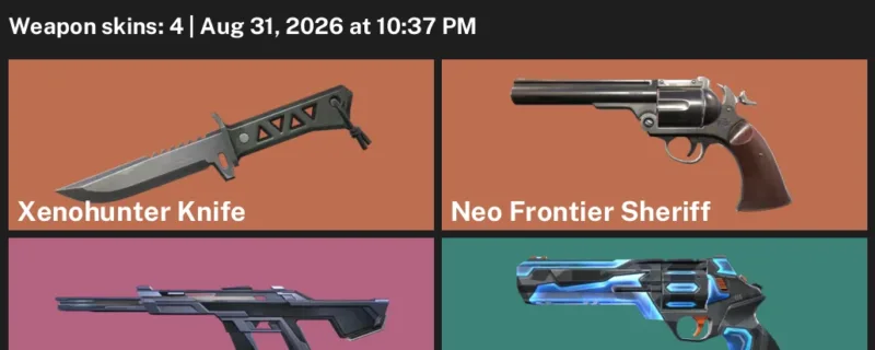 Valorant account inventory for LVL 37 · Xenohunter Knife & Bolt Phantom