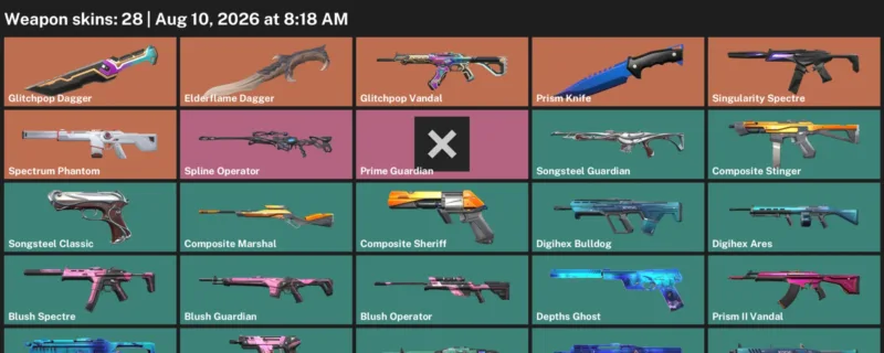 Valorant account inventory for LVL 24 · Elderflame Dagger & Glitchpop Dagger