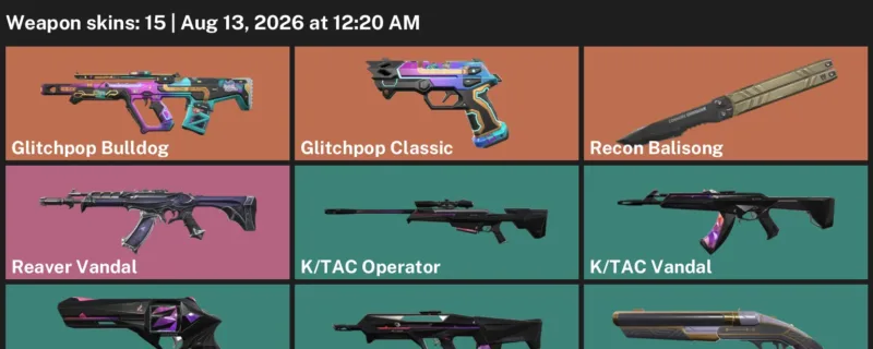 Valorant account inventory for LVL 40 · Glitchpop Classic & 15 Skins Glitchpop Bulldog