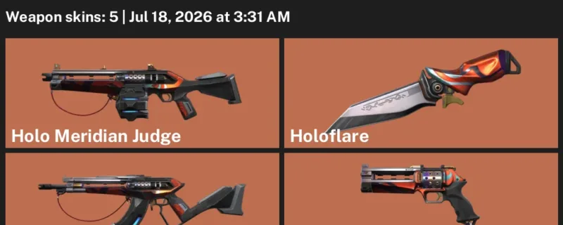 Valorant Accounts listing: LVL 14 · Holo Meridian Judge & Holo Meridian Operator · 5 Skins - Unranked, 5 skins