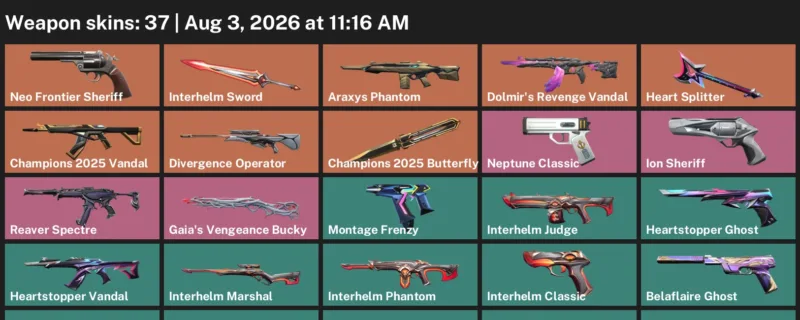 Valorant account inventory for LVL 100 · Champions 2025 Vandal