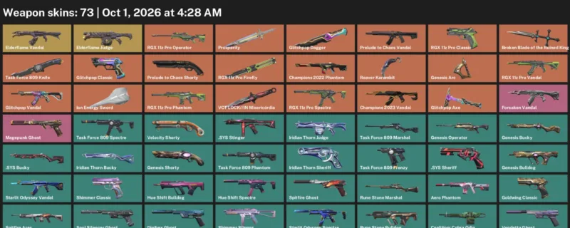 Valorant account inventory for LVL 153 · Reaver Karambit & Glitchpop Dagger