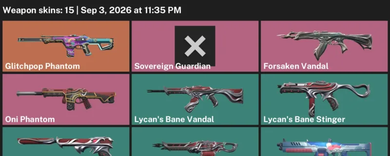 Valorant account inventory for LVL 39 · Glitchpop Phantom & Forsaken Vandal