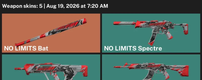 Valorant account inventory for LVL 36 · NO Limits Vandal & 5 Skins NO Limits Bat