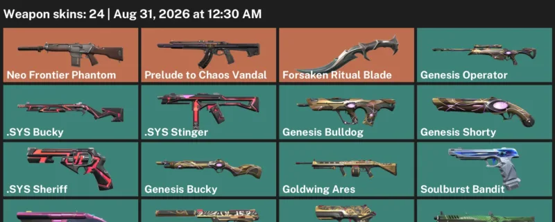 Valorant account inventory for LVL 78 · Forsaken Ritual Blade & Sys Sheriff