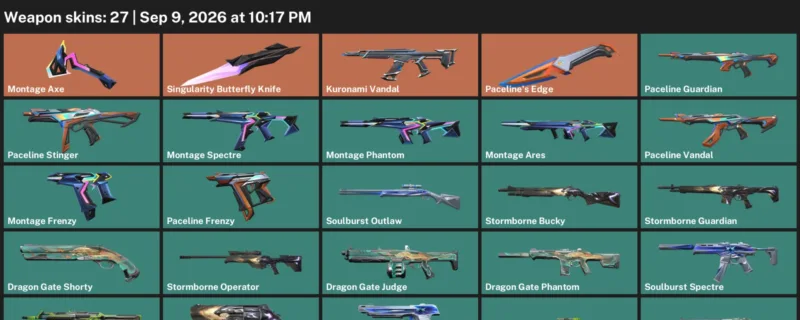 Valorant account inventory for LVL 51 · Kuronami Vandal & Singularity Butterfly Knife