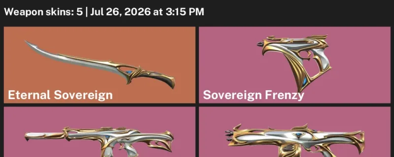Valorant Accounts listing: LVL 23 · Eternal Sovereign & Sovereign Frenzy · 5 Skins - Silver 1, 5 skins