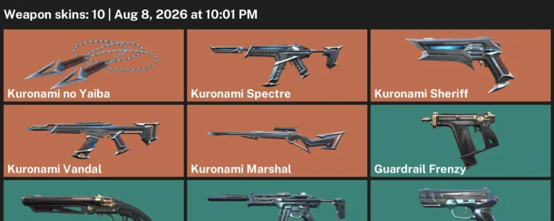 Valorant account inventory for LVL 37 · Kuronami Sheriff & Kuronami Marshal