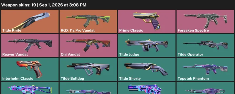 Valorant account inventory for LVL 107 · Reaver Vandal & RGX 11z Pro Vandal