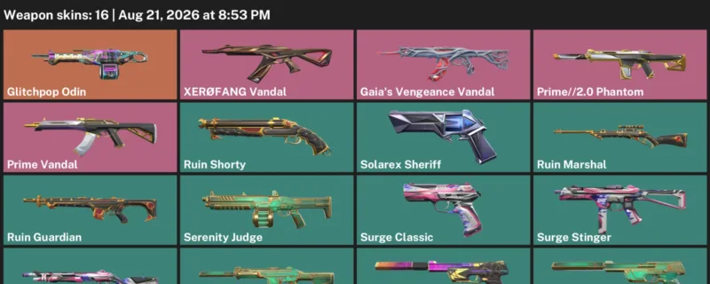 Valorant account inventory for LVL 103 · Prime Vandal & Glitchpop Odin