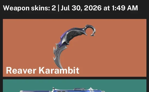 Valorant Accounts listing: LVL 36 · Reaver Karambit · 2 Skins - Platinum 1, 2 skins