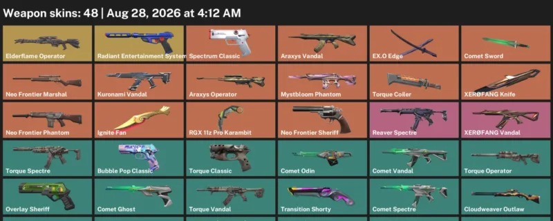 Valorant account inventory for LVL 146 · RGX 11z Pro Karambit & Ignite Fan