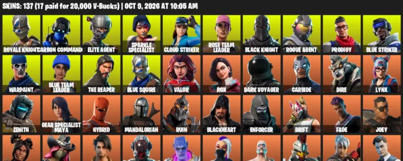 Fortnite account inventory for Royale Knight - Carbon Commando - 120 Outfits
