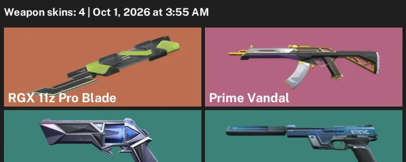 Valorant account inventory for LVL 94 · RGX 11z Pro Blade & Prime Vandal