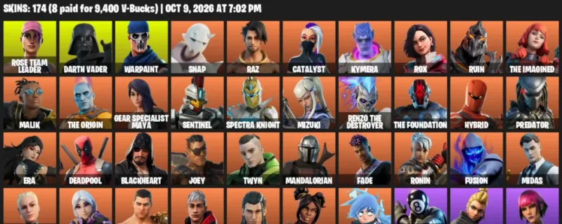 Fortnite account inventory for Rose Team Leader - Darth Vader - 120 Outfits